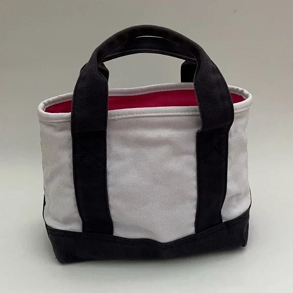 SOLD❗️ Polo Ralph Lauren Small Canvas Tote Big Pony Logo White Blue Preppy Bag - Picture 4 of 11